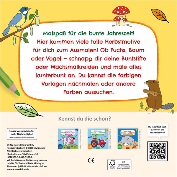 Produktbild: Malbuch ab 2 &ndash; Mein kunterbuntes Herbst-Malbuch