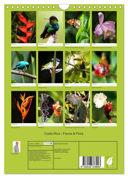 Produktbild: Costa Rica - Fauna & Flora (Wandkalender 2026 DIN A4 hoch), CALVENDO Monatskalender