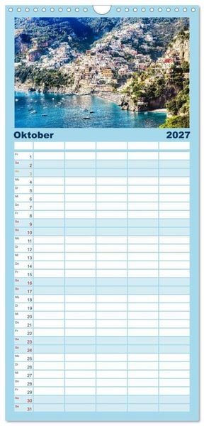 Produktbild: Familienplaner 2027 - Amalfi - Traumhafte K&uuml;ste zwischen Himmel und Meer mit 5 Spalten (Wandkalender, 21 x 45 cm) CALVENDO