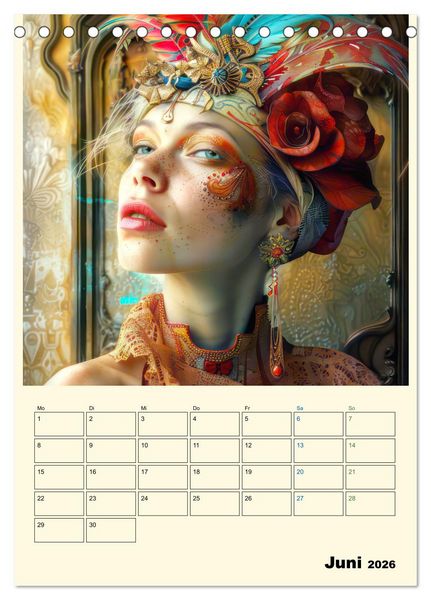 Produktbild: Surreale Frauenportraits im venezianischen Stil - Planer (Tischkalender 2026 DIN A5 hoch), CALVENDO Monatskalender