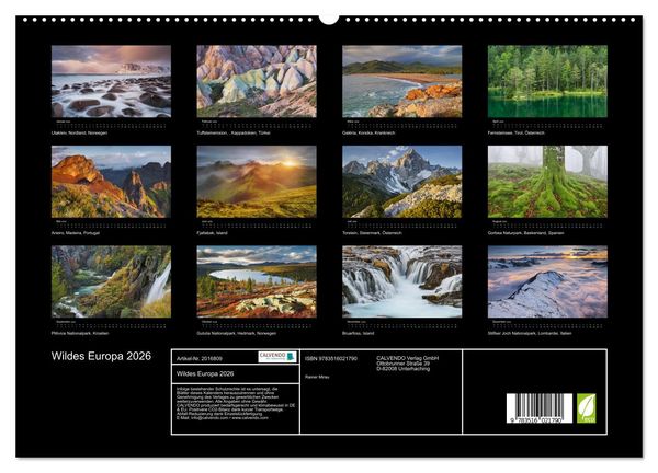 Produktbild: Wildes Europa 2026 (hochwertiger Premium Wandkalender 2026 DIN A2 quer), Kunstdruck in Hochglanz