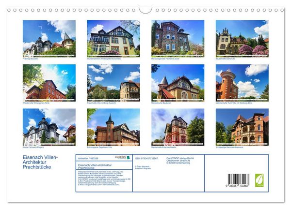 Produktbild: Eisenach Villen-Architektur Prachtst&uuml;cke (Wandkalender 2026 DIN A3 quer), CALVENDO Monatskalender