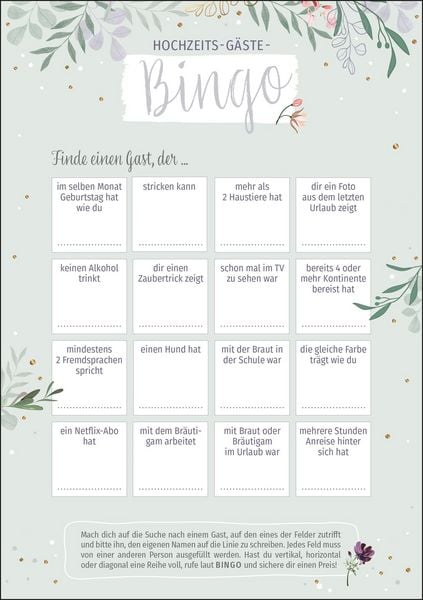 Produktbild: Hochzeits-G&auml;ste-Bingo