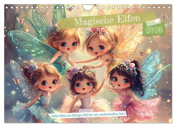 Produktbild: Magische Elfen - S&uuml;&szlig;e Elfen im Manga-Stil f&uuml;r ein zauberhaftes Jahr (Wandkalender 2026 DIN A4 quer), CALVENDO Monatskalender