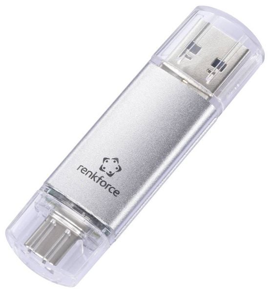 Produktbild: Renkforce RF-USBOS-230 USB-Stick 64GB Silber RF-6688140 USB-A, USB-C&reg;