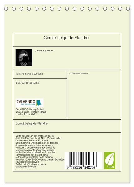 Produktbild: Comt&eacute; belge de Flandre (Calendrier de bureau 2026 DIN A5 horizontal), CALVENDO calendrier mensuel