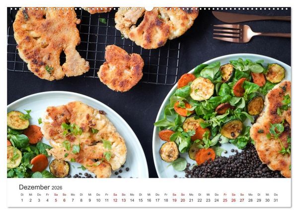 Produktbild: Veganer Essen - Pflanzenbasierte K&ouml;stlichkeiten (Wandkalender 2026 DIN A2 quer), CALVENDO Monatskalender