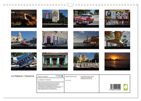 Produktbild: La Habana / Havanna (Wandkalender 2026 DIN A3 quer), CALVENDO Monatskalender