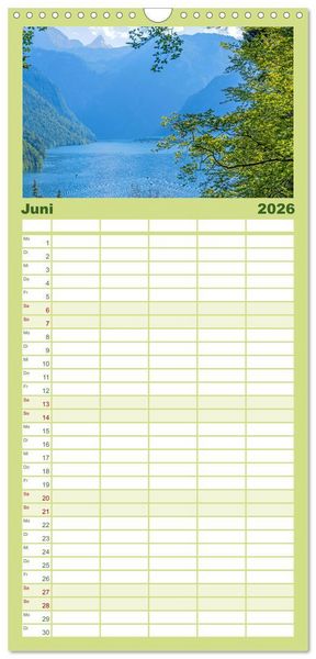 Produktbild: Familienplaner 2026 - Malerische Seen in Bayern mit 5 Spalten (Wandkalender, 21 x 45 cm) CALVENDO