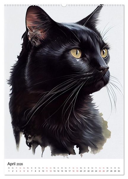 Produktbild: Katzen wie gemalt (Wandkalender 2026 DIN A2 hoch), CALVENDO Monatskalender