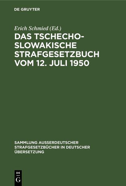 Produktbild: Das tschechoslowakische Strafgesetzbuch vom 12. Juli 1950