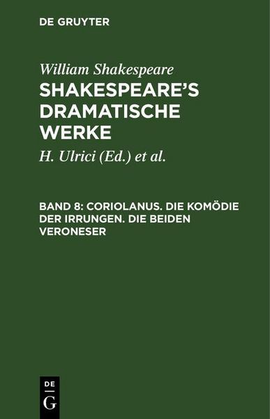 Produktbild: Coriolanus. Die Kom&ouml;die der Irrungen. Die beiden Veroneser