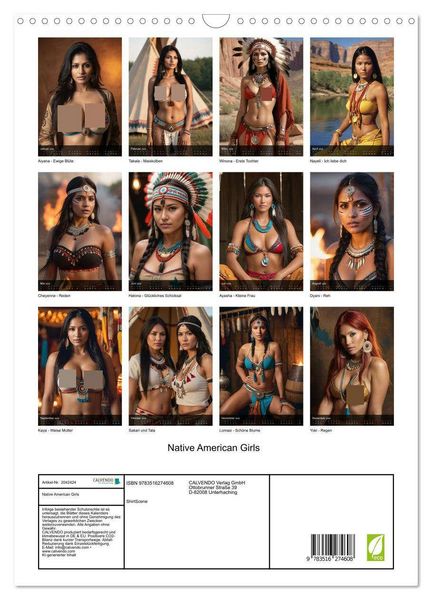 Produktbild: Native American Girls (Wandkalender 2026 DIN A3 hoch), CALVENDO Monatskalender