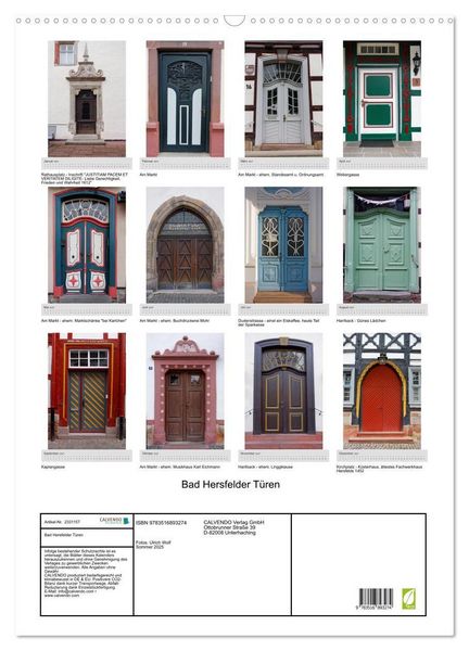 Produktbild: Bad Hersfelder T&uuml;ren (Wandkalender 2027 DIN A2 hoch), CALVENDO Monatskalender
