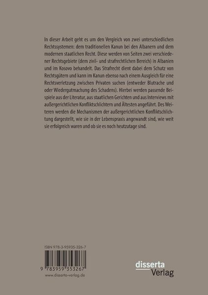 Produktbild: Informelle Konfliktschlichtung nach albanischem Kanun. Eine rechtsvergleichende Analyse zum alten Kanun und modernen Recht
