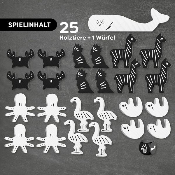 Produktbild: HABA 2014044001 - Tier auf Tier Black & White Edition, Stapelspiel, Balancierspiel