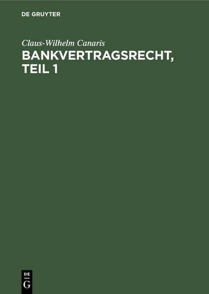 Produktbild: Bankvertragsrecht, Erster Teil