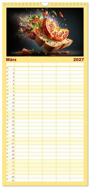 Produktbild: Familienplaner 2027 - Italienische Gerichte mit 5 Spalten (Wandkalender, 21 x 45 cm) CALVENDO