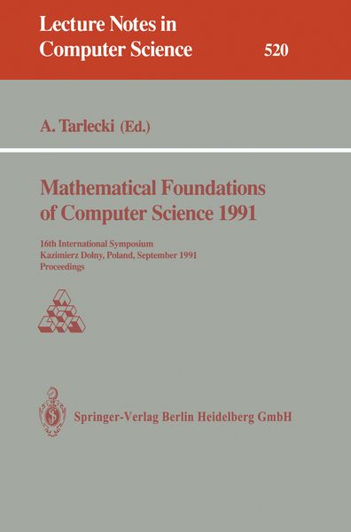 Produktbild: Mathematical Foundations of Computer Science 1991