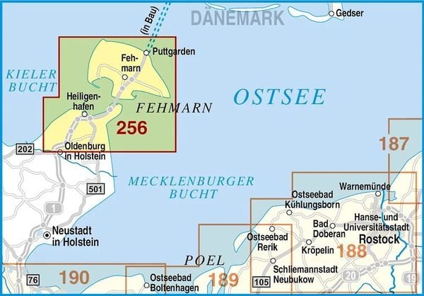 Produktbild: Radwander- und Wanderkarte Insel Fehmarn, Heiligenhafen und Umgebung