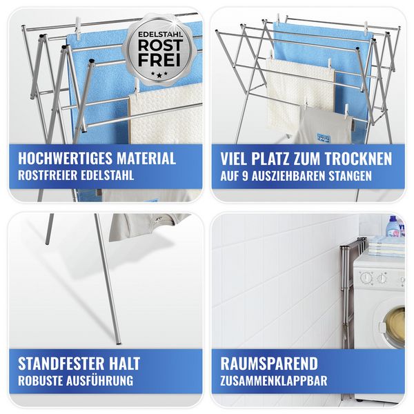 Produktbild: Teleskop-W&auml;schetrockner Edelstahl, rostfrei