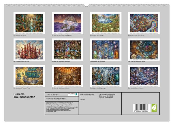Produktbild: Surreale Traumzufluchten (hochwertiger Premium Wandkalender 2027 DIN A2 quer), Kunstdruck in Hochglanz