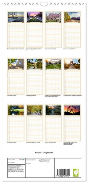 Produktbild: Familienplaner 2026 - Kassel - Morgenlicht mit 5 Spalten (Wandkalender, 21 x 45 cm) CALVENDO
