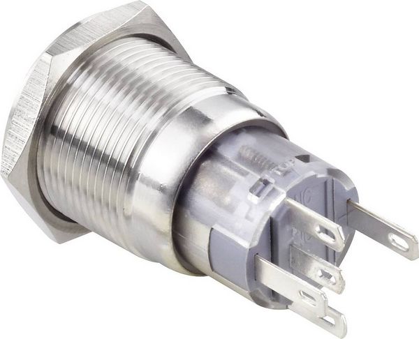 Produktbild: TRU COMPONENTS TC-7494500 TC-LAS1-AGQ-11ZDT/B/12V/S Vandalismusgesch&uuml;tzter Druckschalter 250 V/AC 3 A 1 x Aus/Ein rastend Blau IP65 1 St.