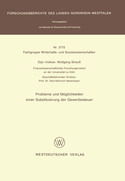 Produktbild: Probleme und M&ouml;glichkeiten einer Substituierung der Gewerbesteuer