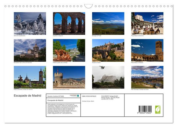 Produktbild: Escapade de Madrid (Calendrier mural 2026 DIN A3 vertical), CALVENDO calendrier mensuel