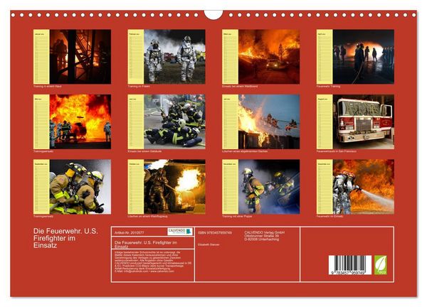 Produktbild: Die Feuerwehr. U.S. Firefighter im Einsatz (Wandkalender 2026 DIN A3 quer), CALVENDO Monatskalender