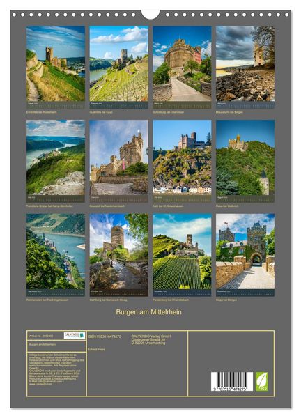 Produktbild: Burgen am Mittelrhein (Wandkalender 2026 DIN A3 hoch), CALVENDO Monatskalender