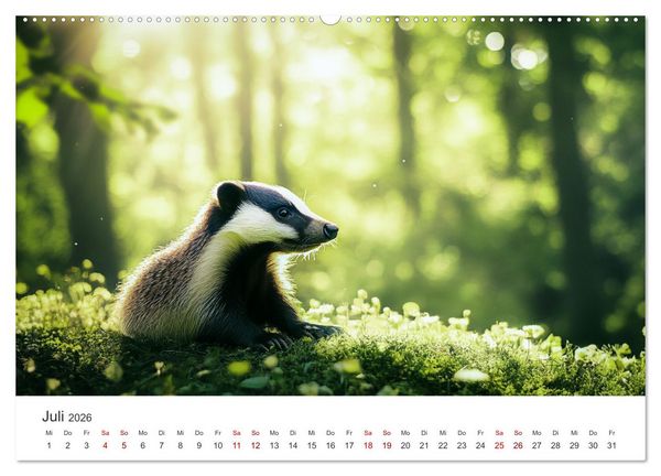 Produktbild: Stur, stark, sympathisch - Der Dachs - Kalender (Wandkalender 2026 DIN A2 quer), CALVENDO Monatskalender