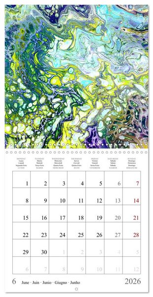 Produktbild: Explosion of colours - colourful Acrylic Pouring Paintings (Wall Calendar 2026 12 &times; 12 Inch) CALVENDO 12 Month Wall Calendar