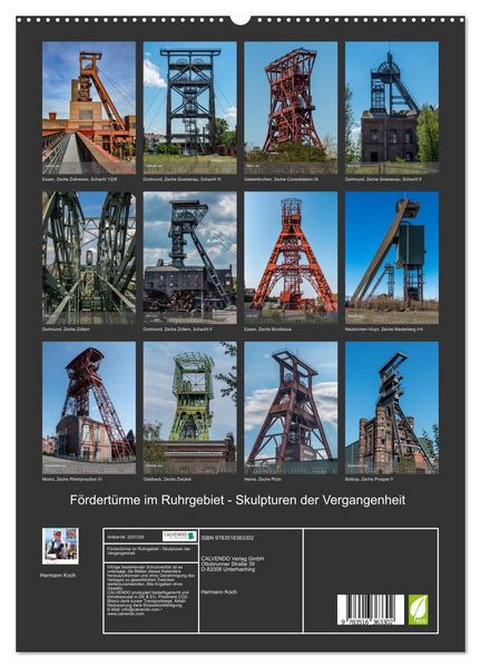 Produktbild: F&ouml;rdert&uuml;rme im Ruhrgebiet - Skulpturen der Vergangenheit (hochwertiger Premium Wandkalender 2026 DIN A2 hoch), Kunstdruck in Hochglanz
