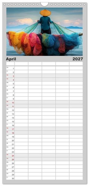 Produktbild: Familienplaner 2027 - Netzpoesie: Ein Jahr in Farben mit 5 Spalten (Wandkalender, 21 x 45 cm) CALVENDO