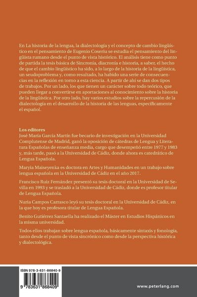 Produktbild: La historia de la lengua, la dialectolog&iacute;a y el concepto de cambio ling&uuml;&iacute;stico en el pensamiento de Eugenio Coseriu
