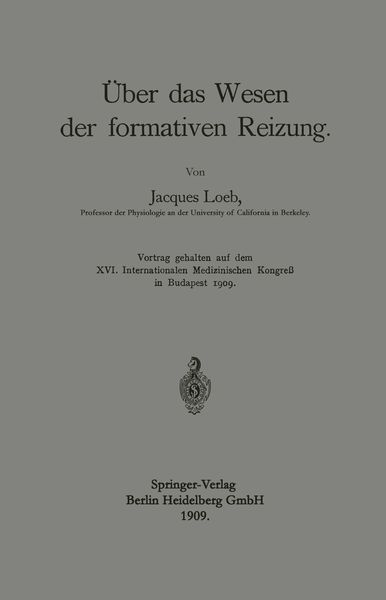 Produktbild: &Uuml;ber das Wesen der formativen Reizung