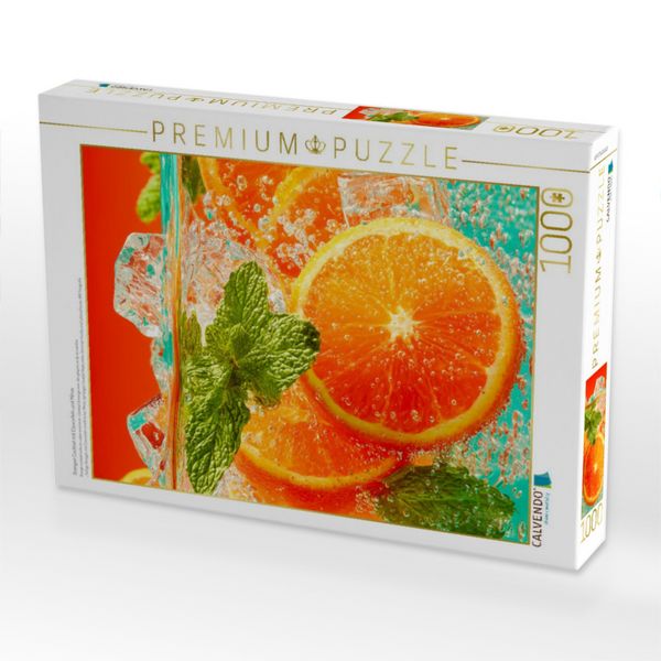 Produktbild: CALVENDO Puzzle Orangen Cocktail mit Eisw&uuml;rfeln und Minze | 1000 Teile Lege-Gr&ouml;&szlig;e 64x48cm Foto-Puzzle f&uuml;r gl&uuml;ckliche Stunden