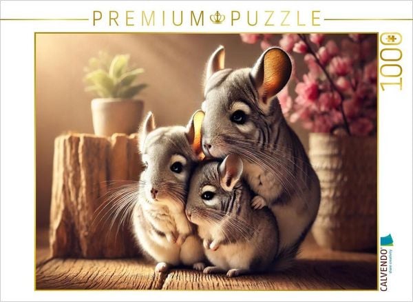 Produktbild: CALVENDO Puzzle Chinchilla Mutter und zwei Jungtiere | 1000 Teile Lege-Gr&ouml;&szlig;e 64x48cm Foto-Puzzle f&uuml;r gl&uuml;ckliche Stunden