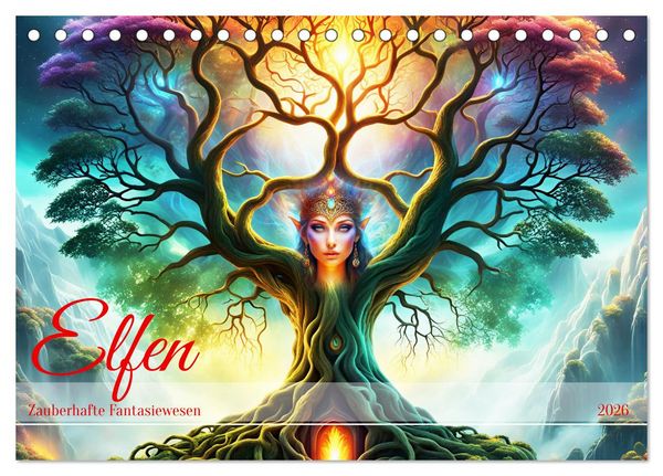 Elfen Zauberhafte Fantasiewesen (Tischkalender 2026 DIN A5 quer), CALVENDO Monatskalender