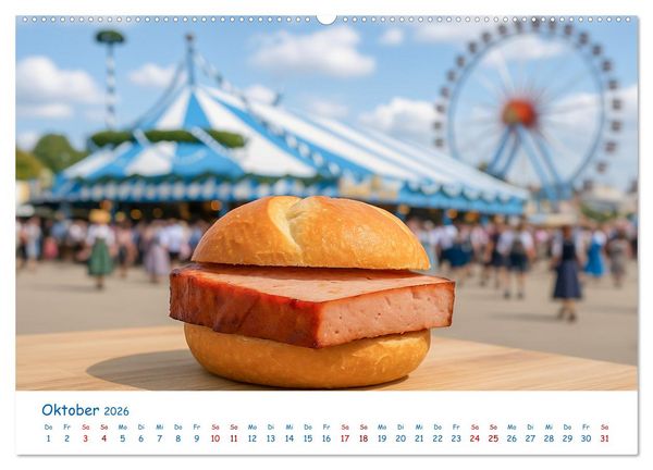 Produktbild: Leberk&auml;se-Kalender - Die Leberk&auml;ssemmel aus Bayern (hochwertiger Premium Wandkalender 2026 DIN A2 quer), Kunstdruck in Hochglanz