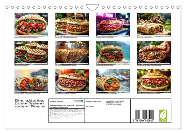 Produktbild: D&ouml;ner macht sch&ouml;ner, t&uuml;rkischer Geschmack von deinem D&ouml;nermann (Wandkalender 2027 DIN A4 quer), CALVENDO Monatskalender
