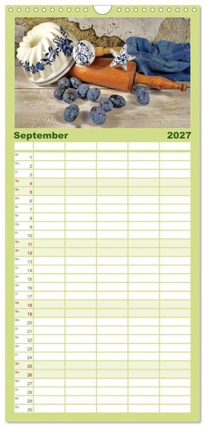 Produktbild: Familienplaner 2027 - Zeitreise auf dem K&uuml;chentisch mit 5 Spalten (Wandkalender, 21 x 45 cm) CALVENDO