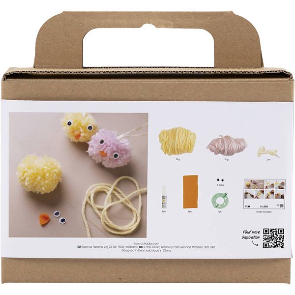 Produktbild: Creativ Company DIY Sets Flechten, Rya-Technik, Pompons Mini Kreativ Set Pompons, Sortierte Farben, K&uuml;ken, Kreativ Box