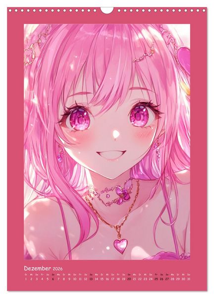 Produktbild: Zauberhafte Momente. Rosa Tr&auml;ume im Manga-Stil (Wandkalender 2026 DIN A3 hoch), CALVENDO Monatskalender
