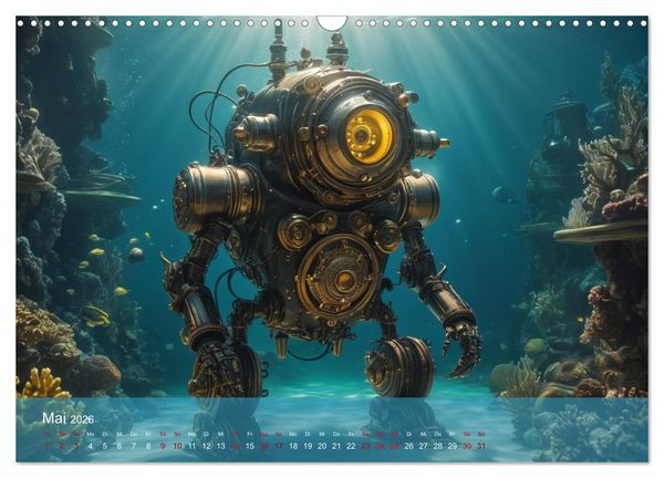 Produktbild: Steampunk - Unterwasser Roboter (Wandkalender 2026 DIN A3 quer), CALVENDO Monatskalender