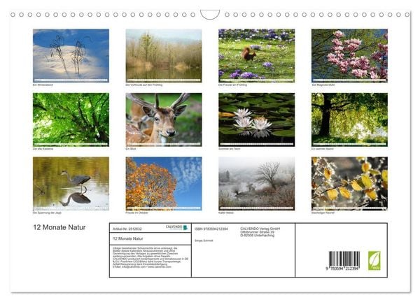 Produktbild: 12 Monate Natur (Wandkalender 2027 DIN A3 quer), CALVENDO Monatskalender