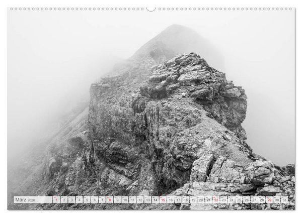 Produktbild: Bergpixels Schwarz-Wei&szlig;e Gebirgstr&auml;ume (Wandkalender 2026 DIN A2 quer), CALVENDO Monatskalender