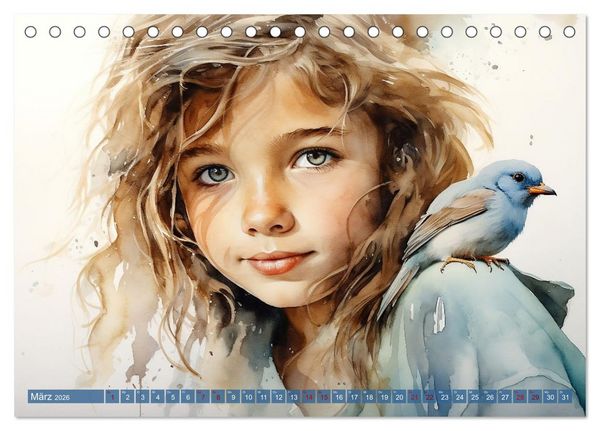 Produktbild: Kinder und Tiere (Tischkalender 2026 DIN A5 quer), CALVENDO Monatskalender